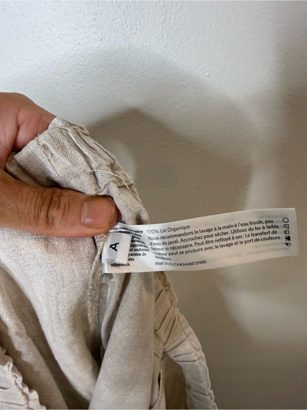 Eileen Fisher 100% Organic Linen Natural Fiber Neutral Beige Pull On Crop Pant - Picture 9 of 9